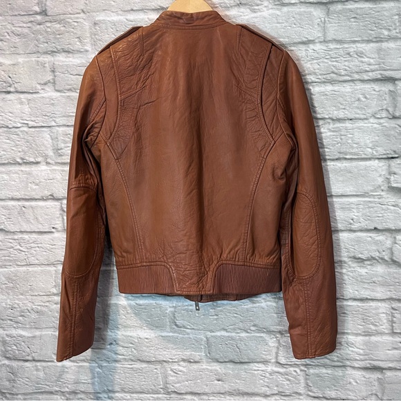 Rag & Bone Size 4 - Lyon Moto Lamb Leather Jacket - Camel MSRP $1,295 - Picture 5 of 16